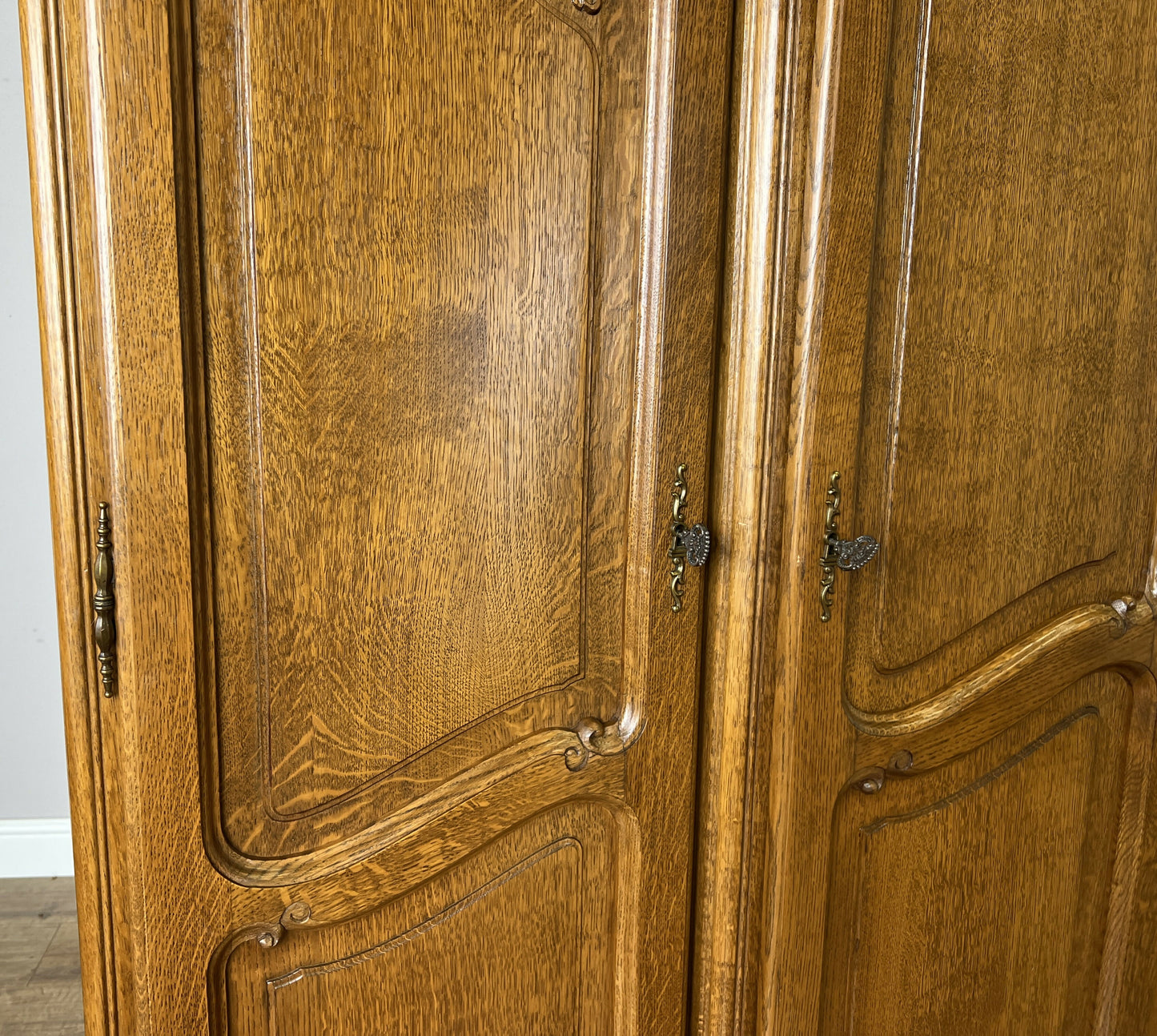 Wardrobe Vintage French Louis XVI Style Five Door Oak Carved Armoire LOT 6457