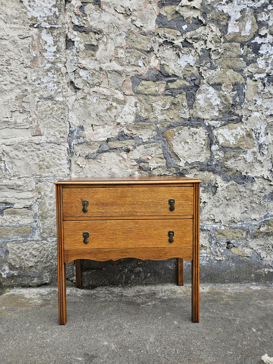 Vintage Chest Of Drawers Two Drawer Oak Cabinet Furniture Tallboy Super Proportions And Detailing