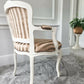 Louis XVl Newly Upholstered Accent Chair Silk Stripe Fabric, White Painted Frame