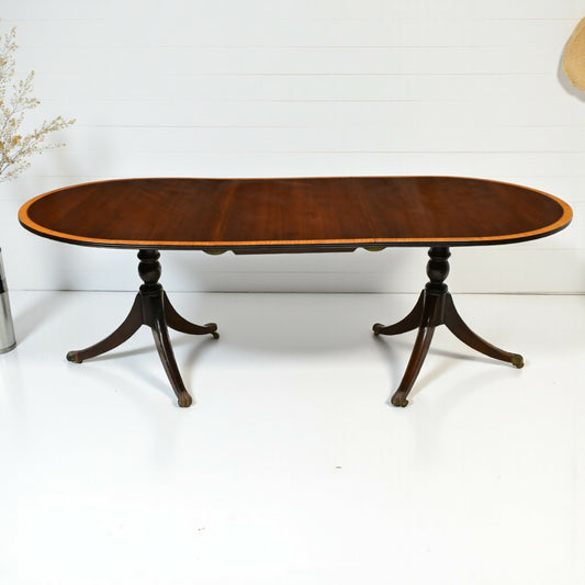 Regency Style Dining Table Mahogany D End Twin Pedestal Seats 8 FREE UK Delivery. SBR10853/2108E