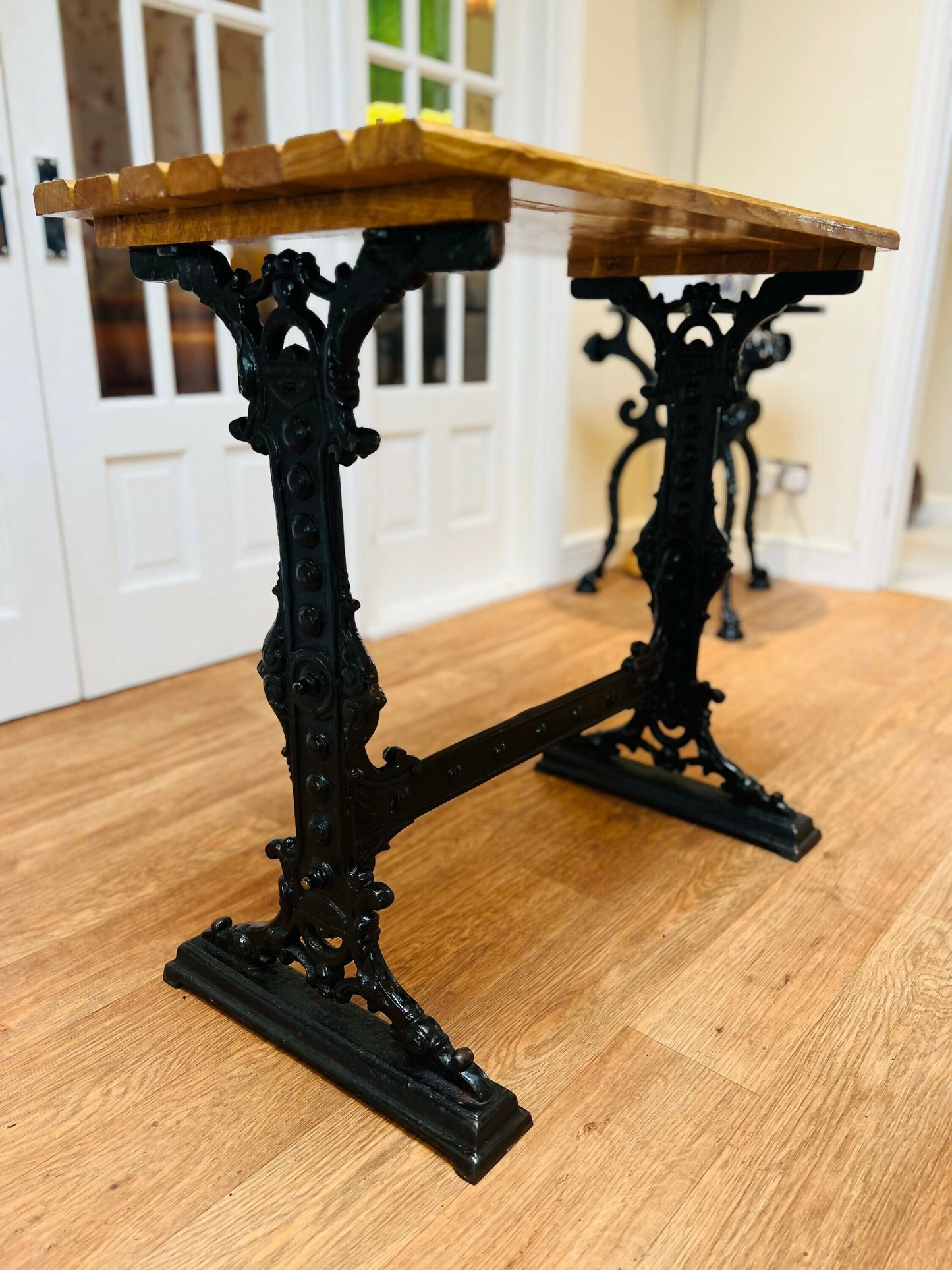 Cast Iron and Oak Hall Occasional Table