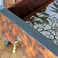 Vintage Art Deco dark green Walnut Burr Wood Desk Writing Table