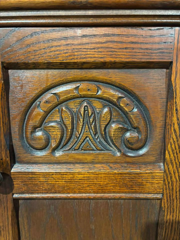 Old Charm Priory Style Corner Cupboard with Leaded Glass Doors