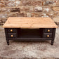 Extra Large Double-Sided Coffee Table with 8 Drawers | Hand Painted Deep Blue | Solid Wood Storage Table