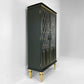 Olive green china cabinet with gold legs and glass door - Copy