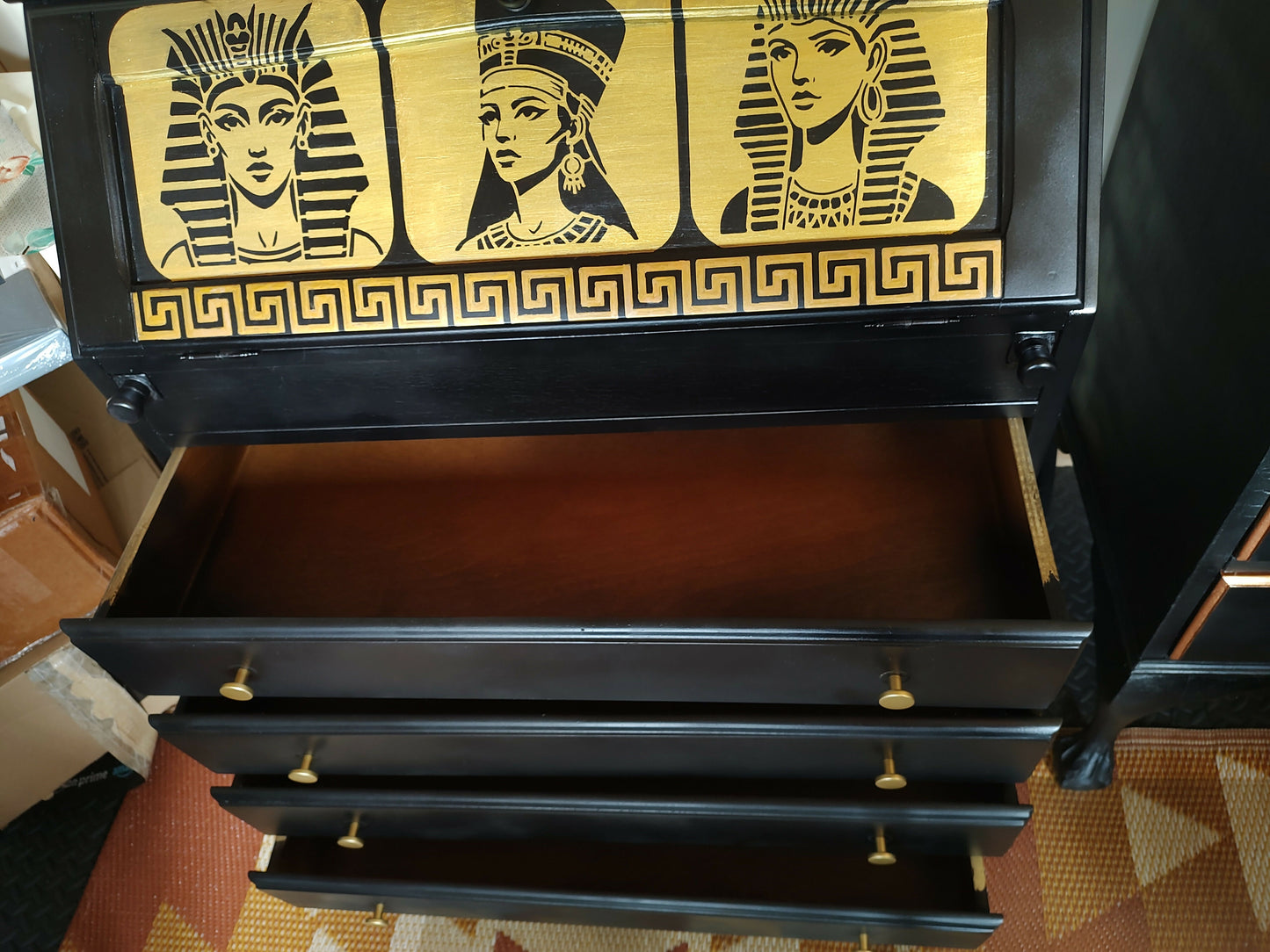 THE AFRICAN ASPECTS UPCYCLED - ONE-OFF FURNITURE ART - The Golden Dynasty Statement writing bureau