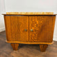 Pair of French Art Deco Oak Bedside Cabinets with Marble Tops