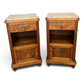 Pair of Bedside Tables Antique French Oak Carved Marble Top Cabinets LOT 6603