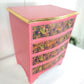 Beautiful pink hand painted chest of drawers