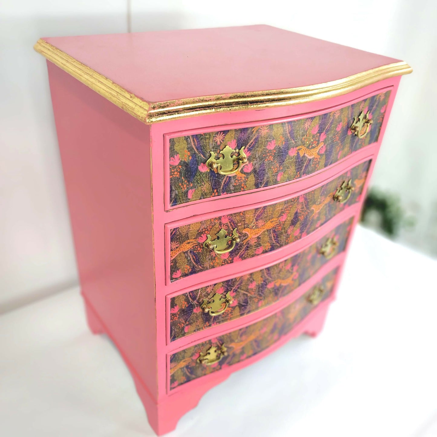 Beautiful pink hand painted chest of drawers