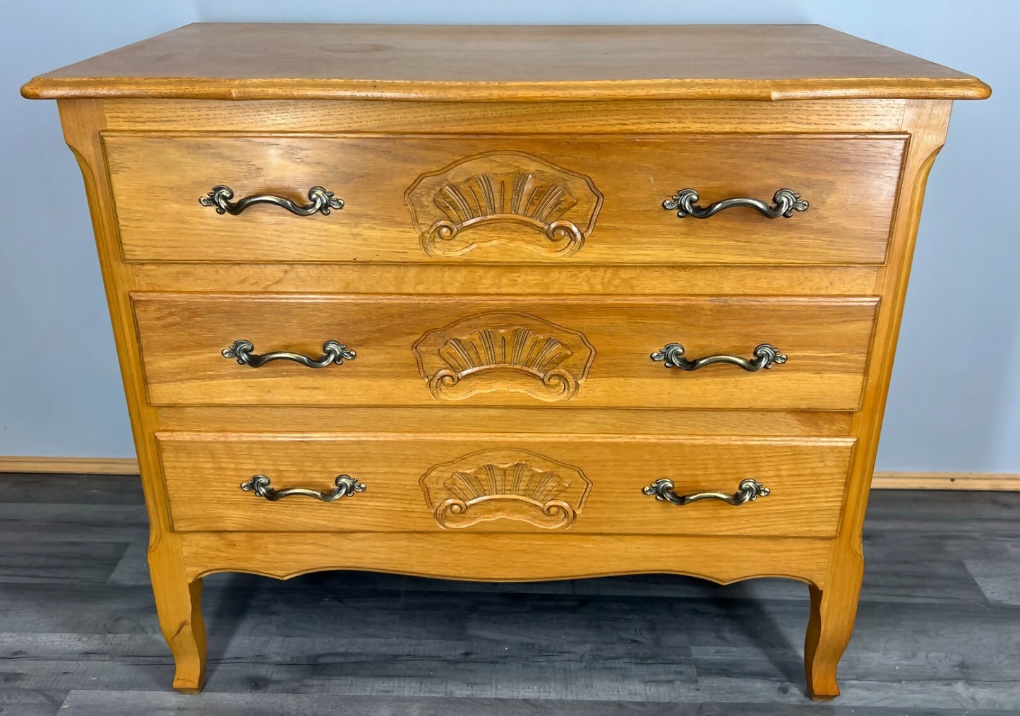 Chest of Drawers Vintage French Louis XVI Oak 3 Drawers Bedroom Cabinet LOT 3727