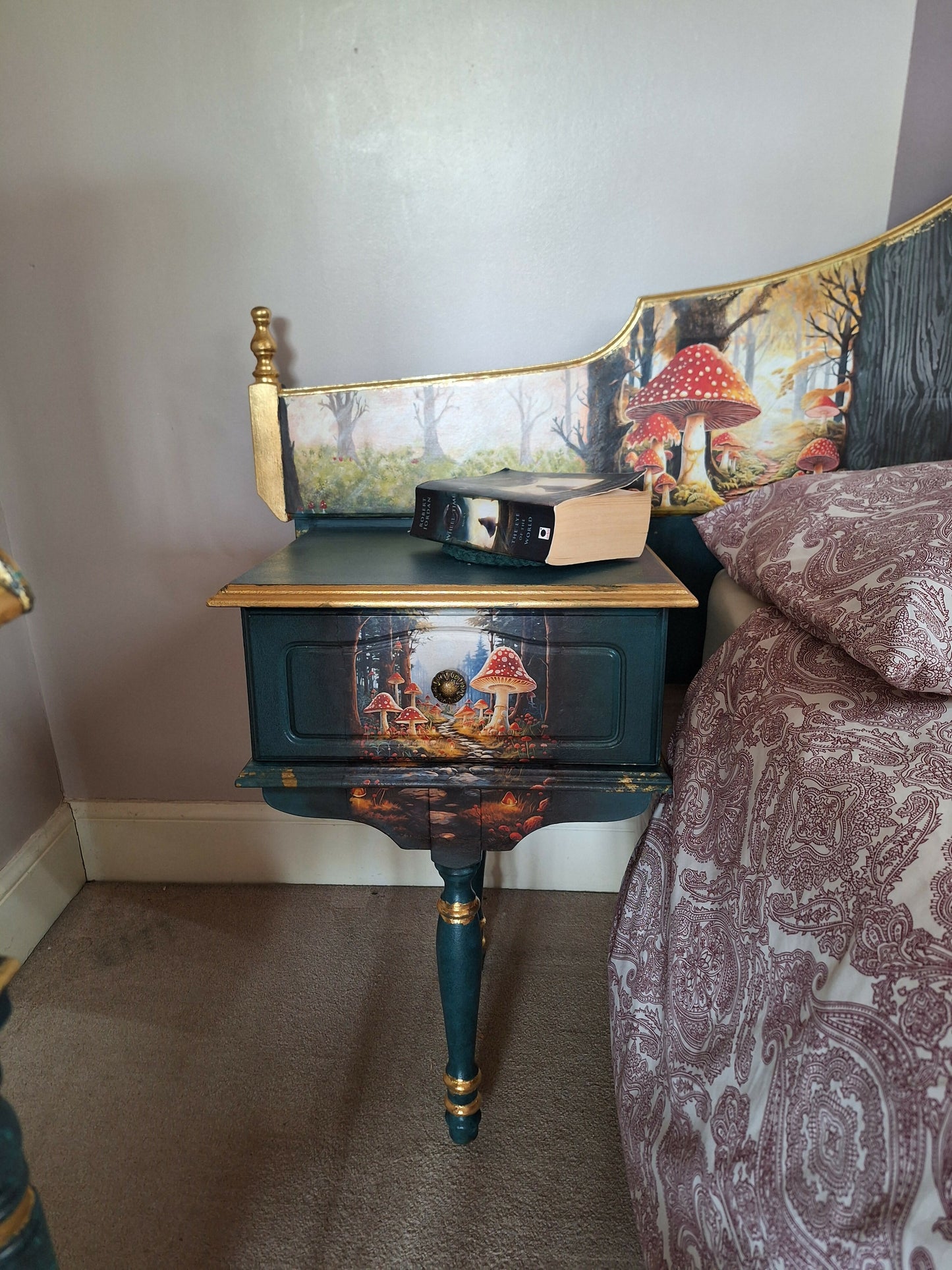 “Sleepy Owls” King Sized Mahogany Bed Head