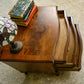 Small Burr Walnut Serpentine Chest of Drawers / Bedside Table - Queen Anne Legs