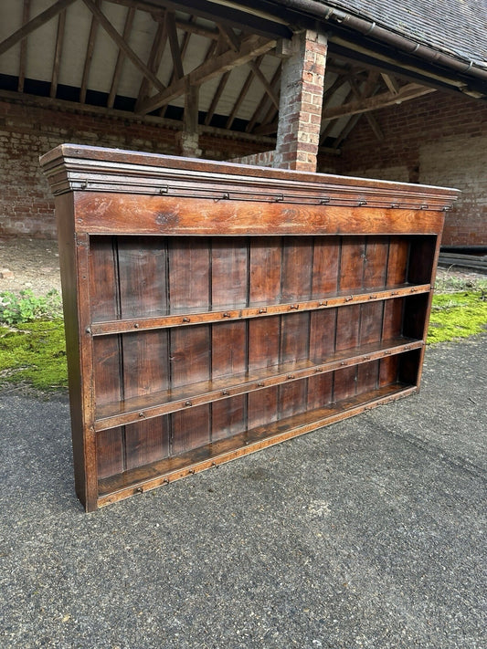 Antique Georgian 19th Century Oak Wall Hanging Shelves Kitchen Larder Pantry