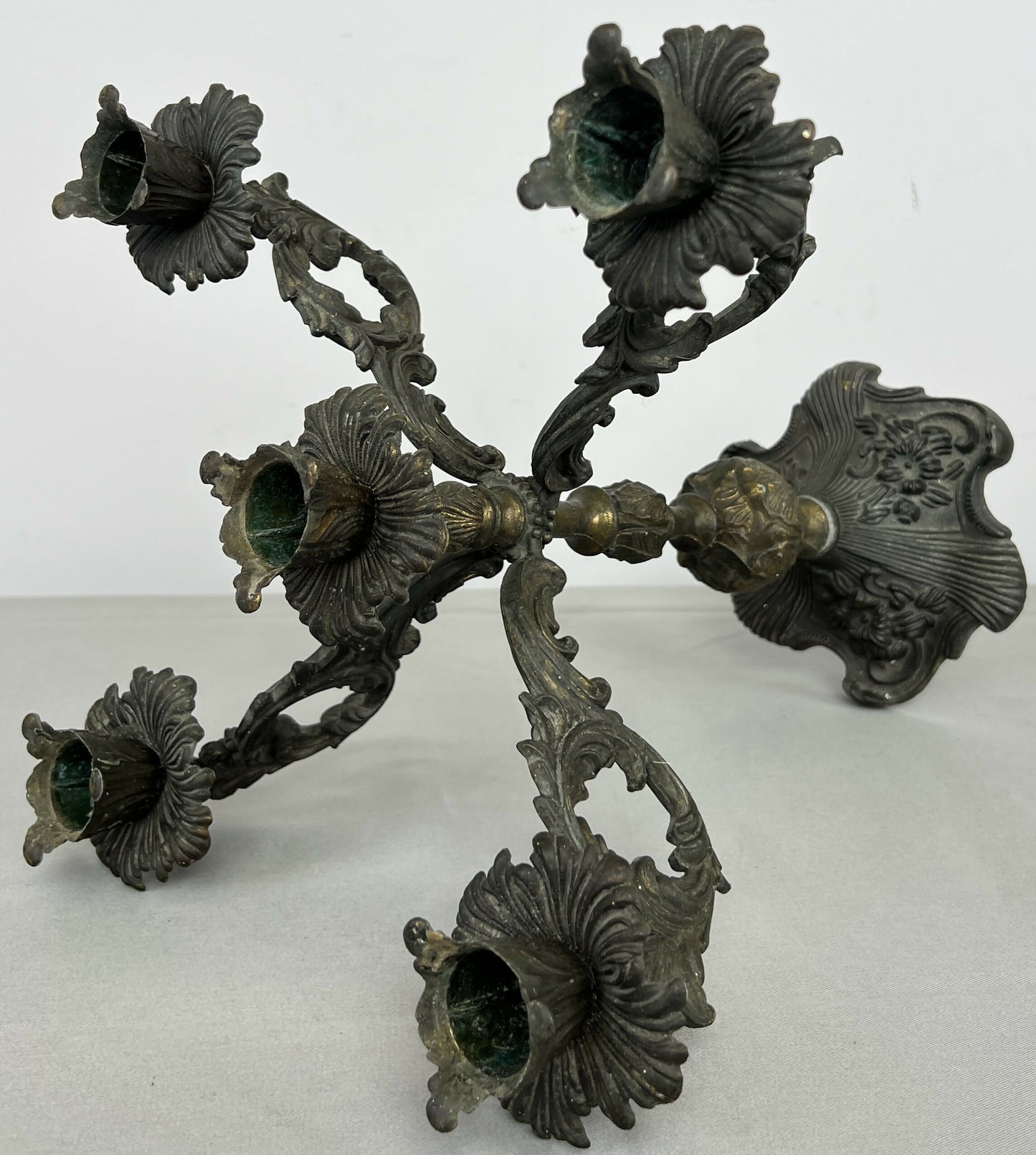 Candelabra Vintage French Style Metal Five Arm Ornate Candle Holder LOT 6424