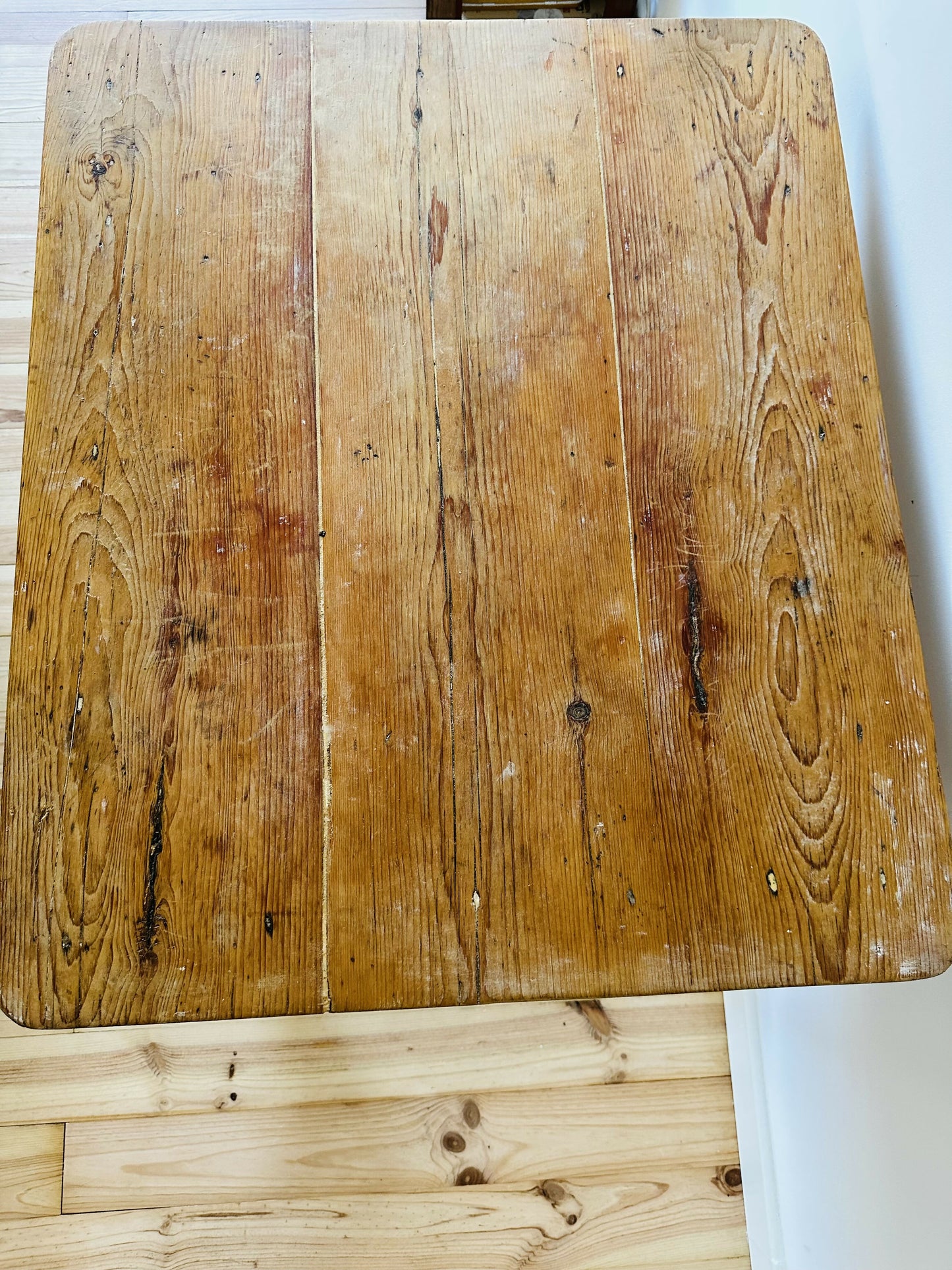 Antique Pine Table Scrub Top Rustic Kitchen Stripped Dining Table