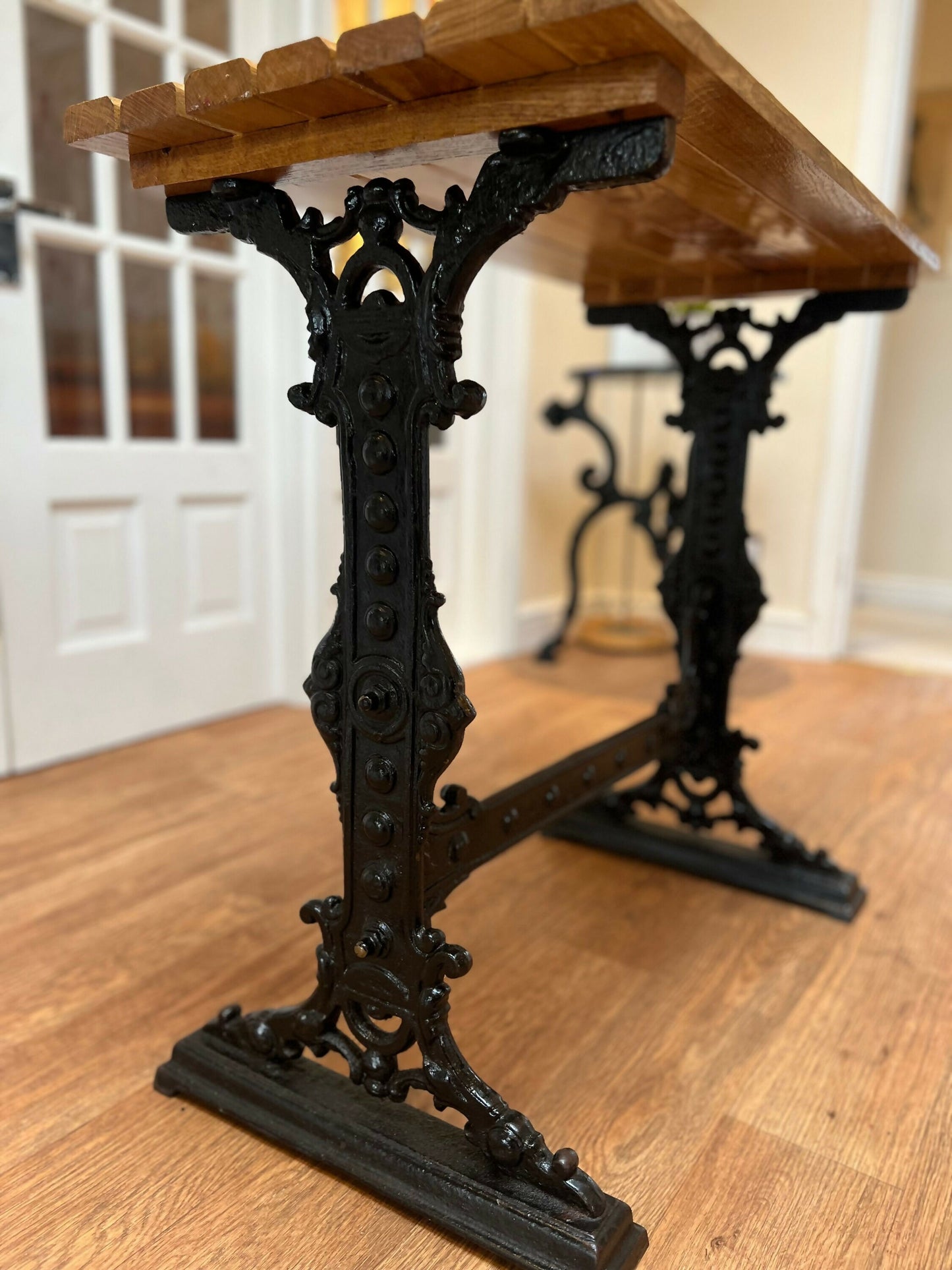 Cast Iron and Oak Hall Occasional Table