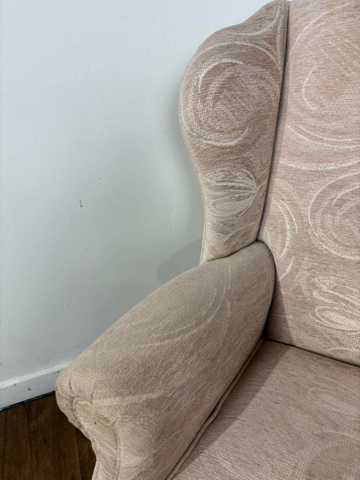 Vintage Style Cream Fabric Wingback Armchair