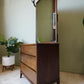 Peppler Furniture Co. 'The Hanover Line' Three Drawer Dresser & Mirror In Figured Walnut – Canada, C. 1960s