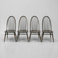 4 Ercol Dining Chairs Quaker Bow Back Retro Vintage Dark Finish FREE UK Delivery