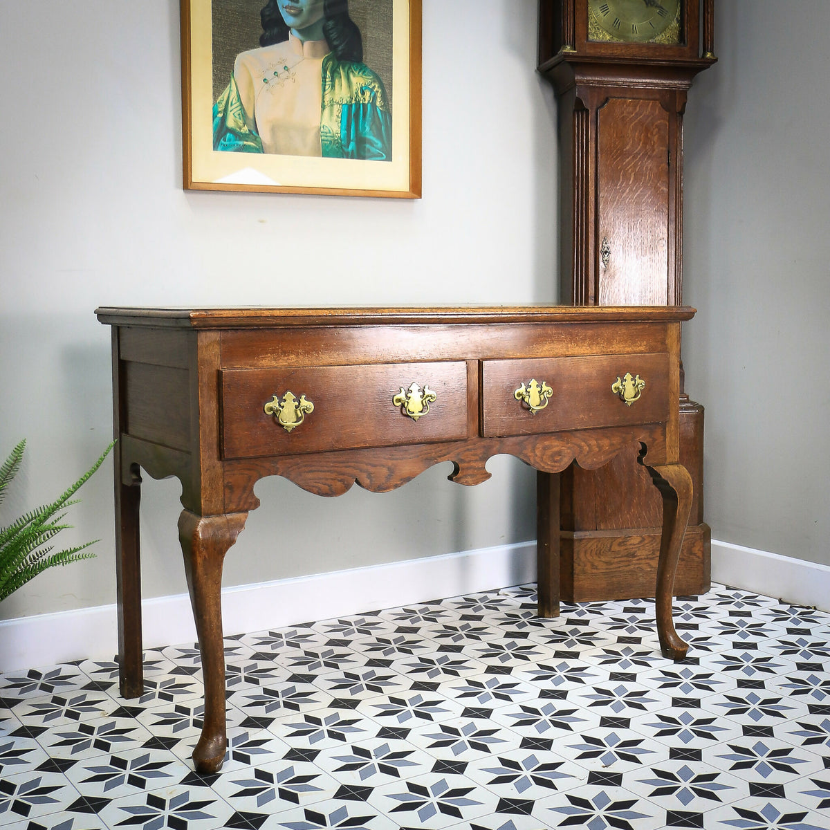 Victorian Solid Oak Dresser with Shelved Rack