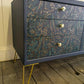 G Plan Midcentury Sideboard TV Unit Cocktail Cabinet. Upcycled Painted Blue,Teal Gold Living Room Furniture