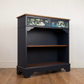 Upcycled Vintage Cabinet | Dark Navy Open Display Cabinet | Hand Painted Floral Furniture | Console Shelf