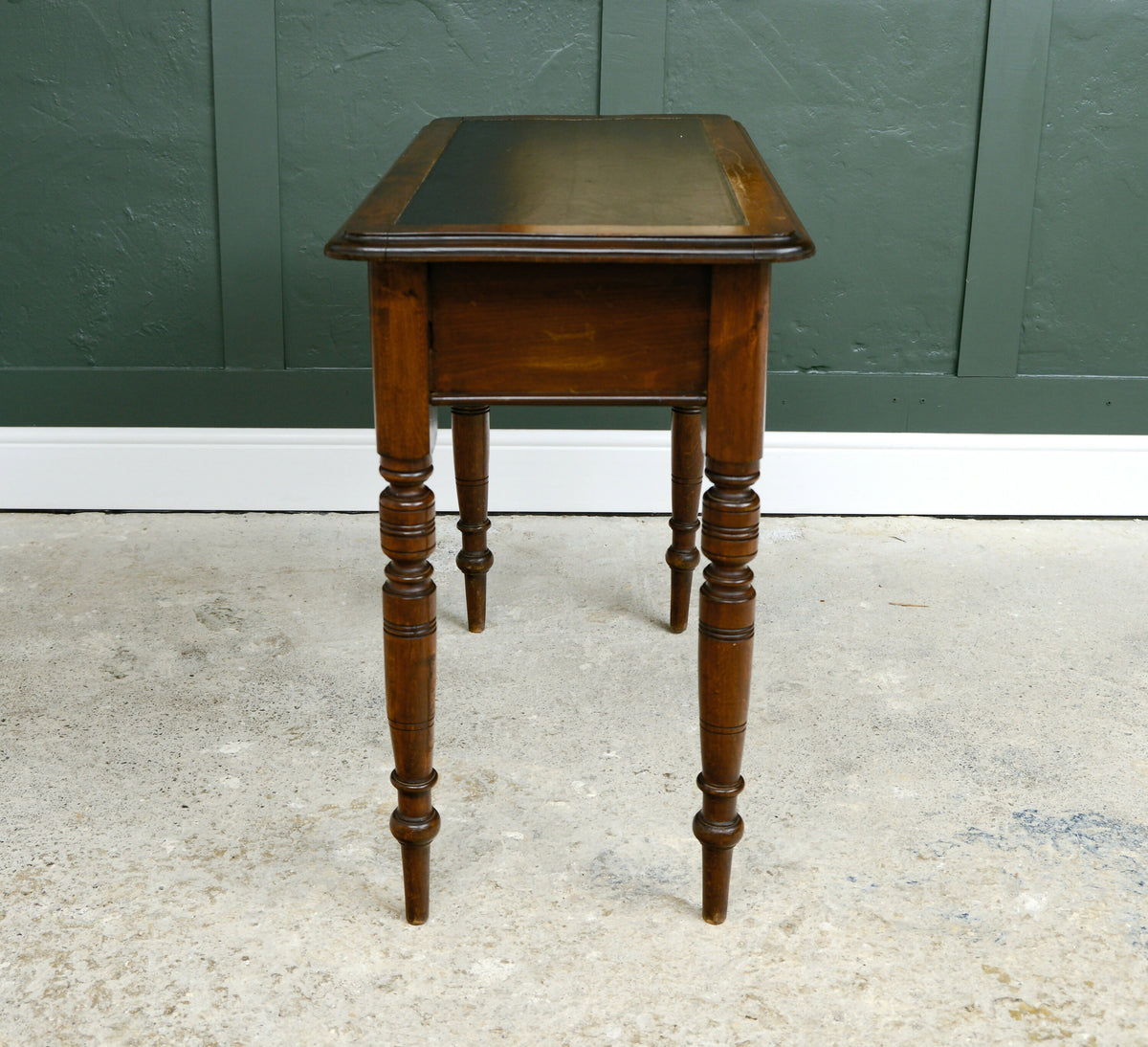 Victorian Mahogany Console Side Table with Leather Top & End Drawer