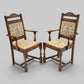 2 Old Charm Dining Chairs Carvers Light Oak Finish Tudor Fabric FREE UK Delivery