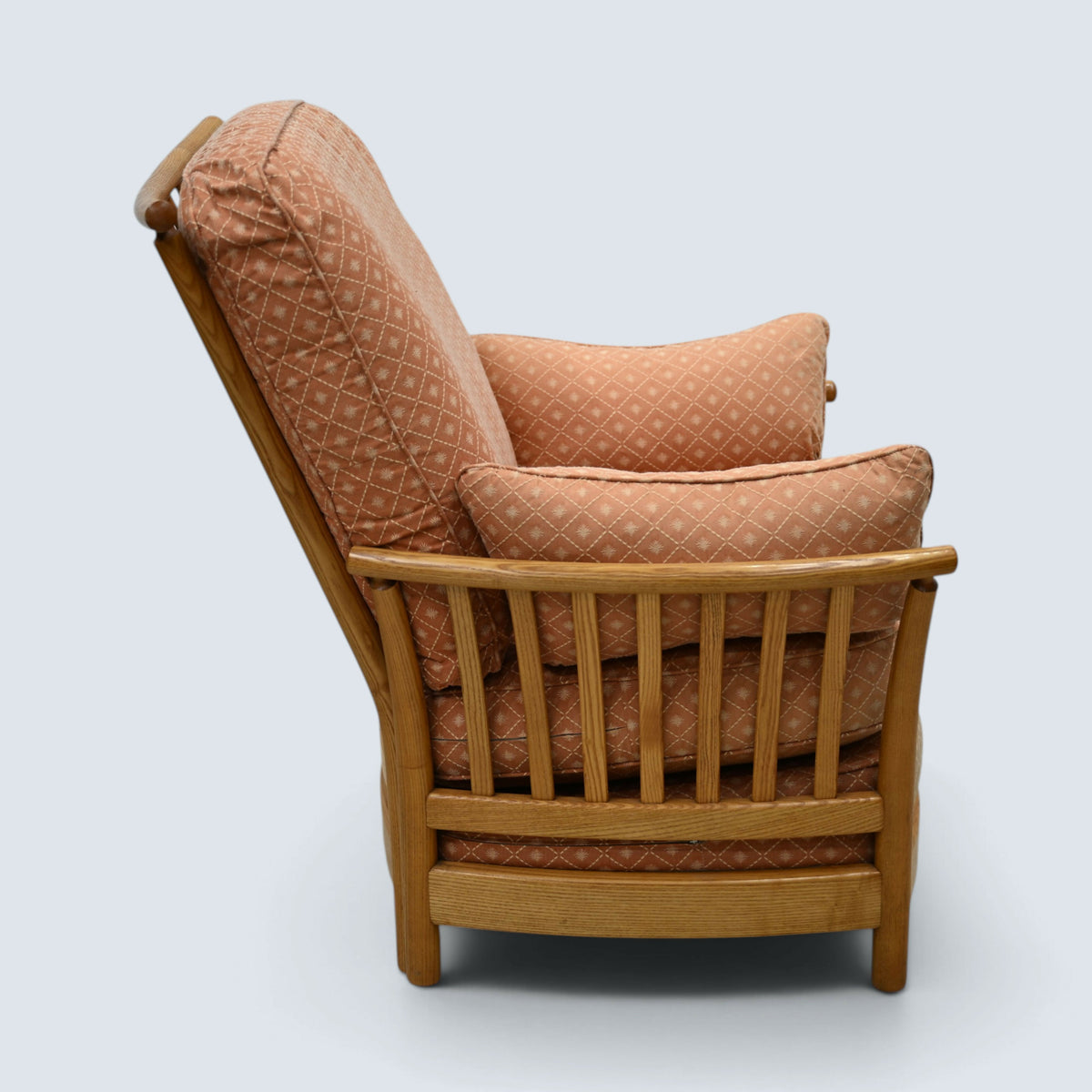 Ercol Piccola Easy Chair Light Orange Upholstery Light Finish FREE UK Delivery*