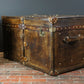 Handmade handcrafted luxury belted coffee table trunk