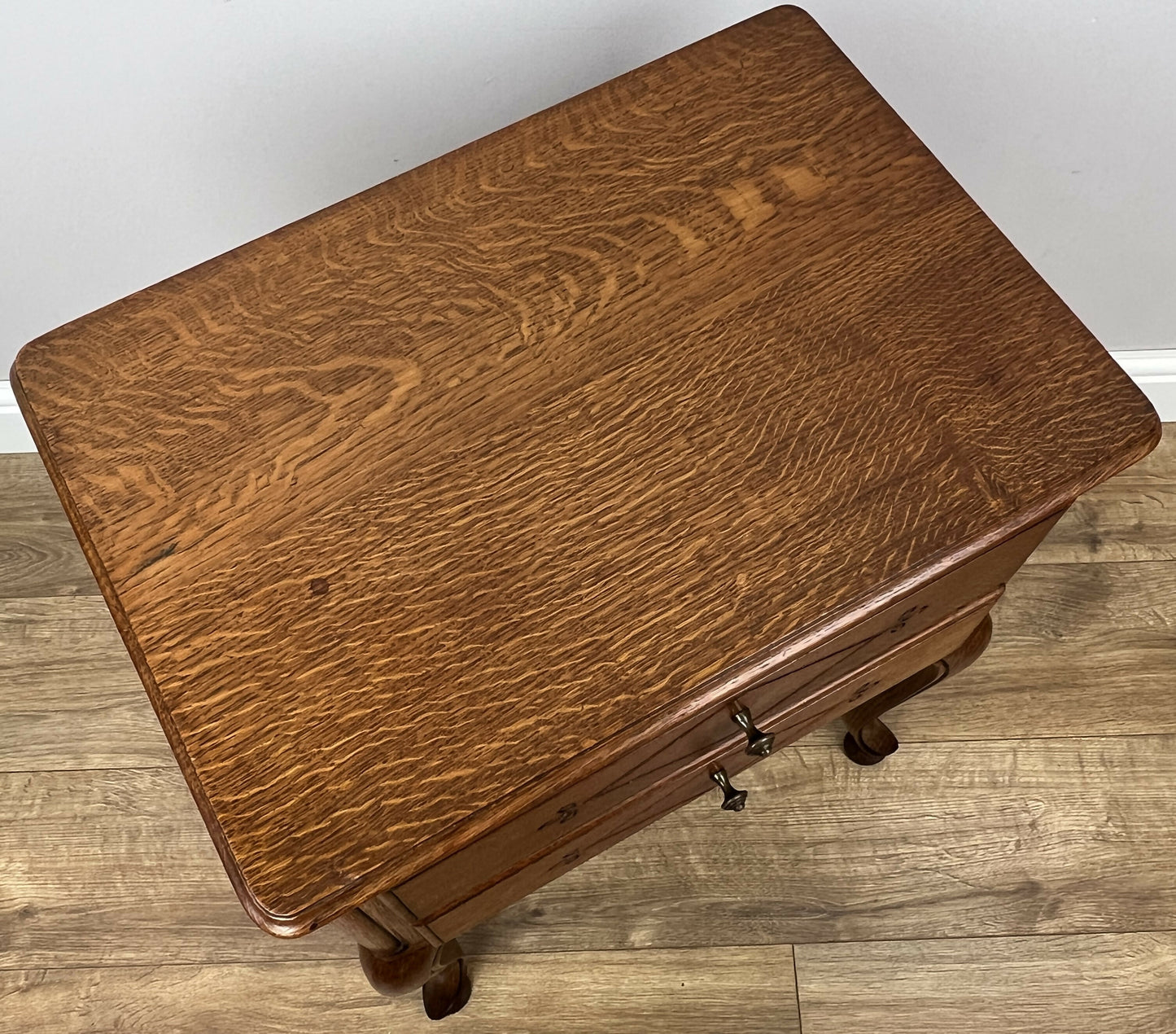 Pair of Bedside Tables Vintage French Louis Oak Nightstands Cabinets LOT 6225