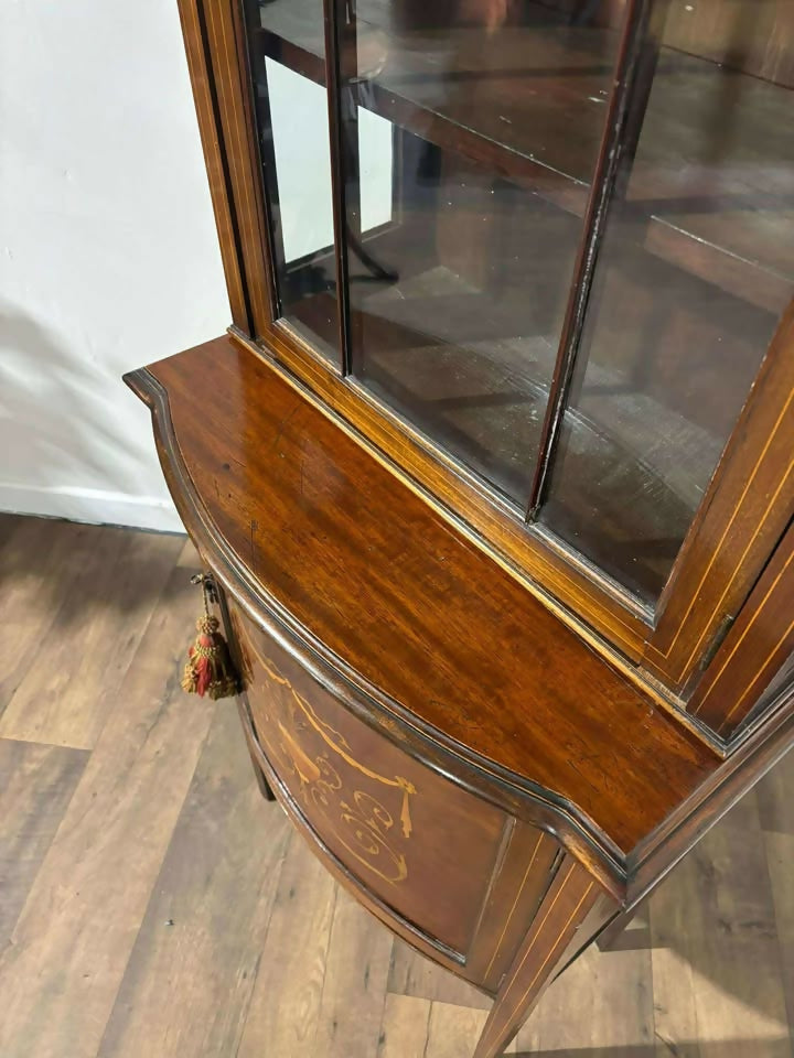 Edwardian Inlaid Mahogany Sheraton Revival Display Cabinet