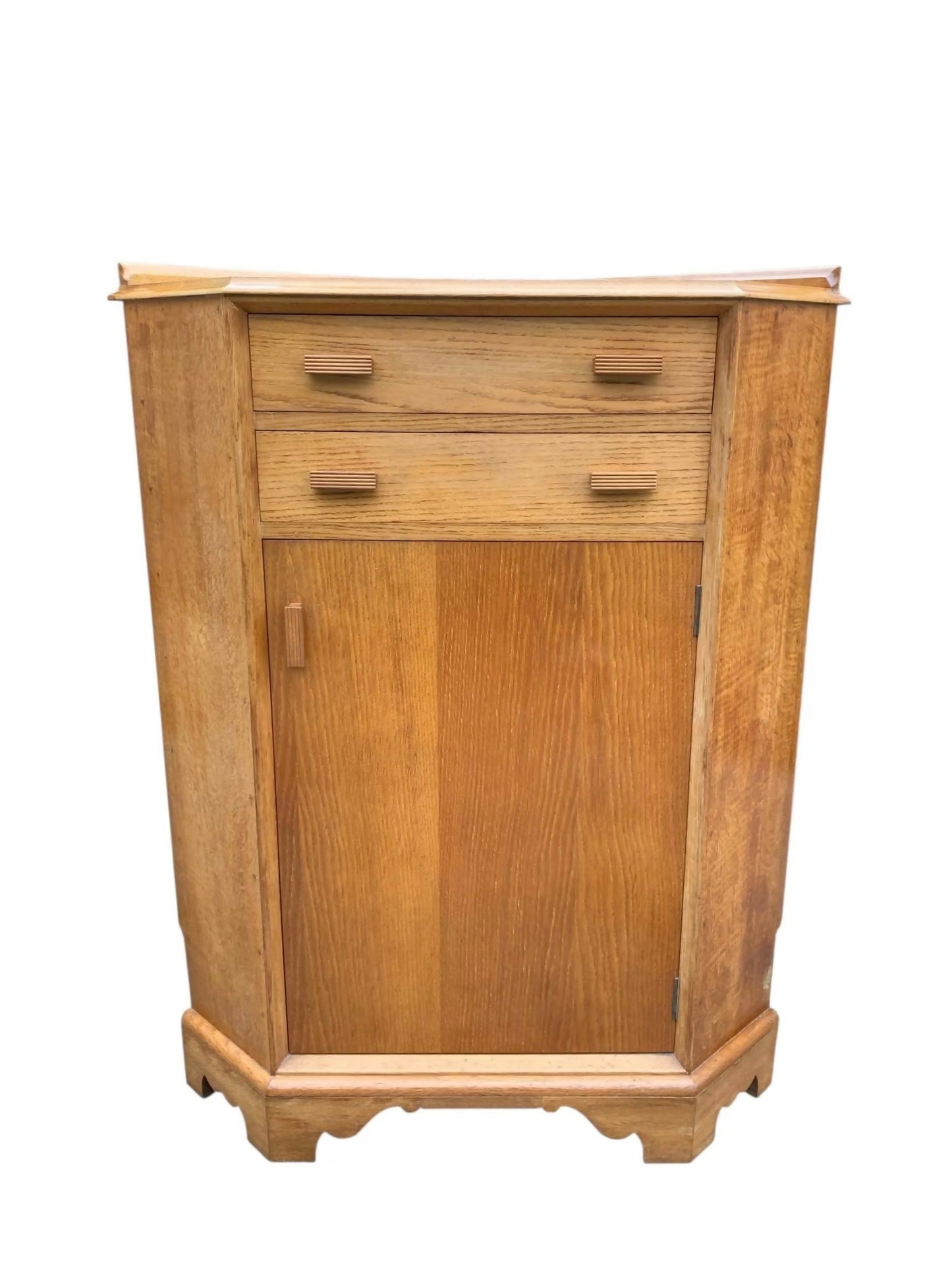 Mid century light Oak corner cupboard / drinks cabinet