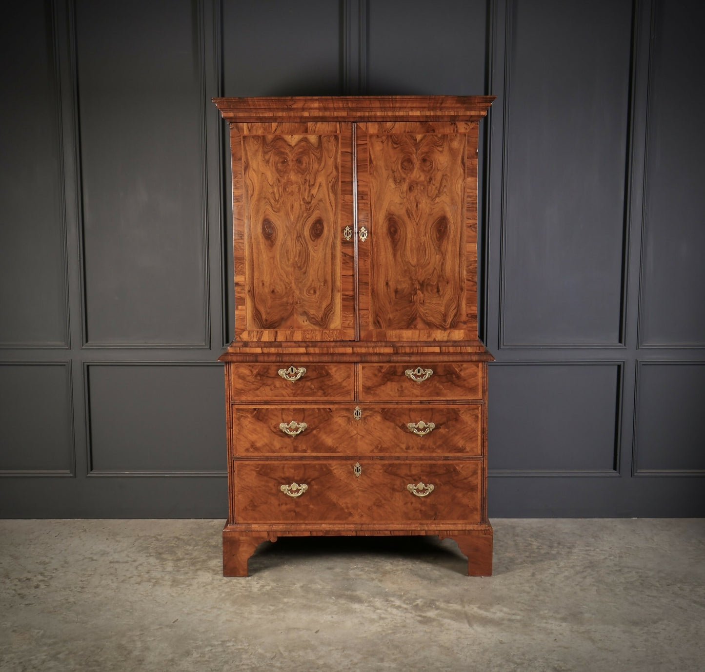 Queen Anne Walnut Tallboy Cabinet On Chest