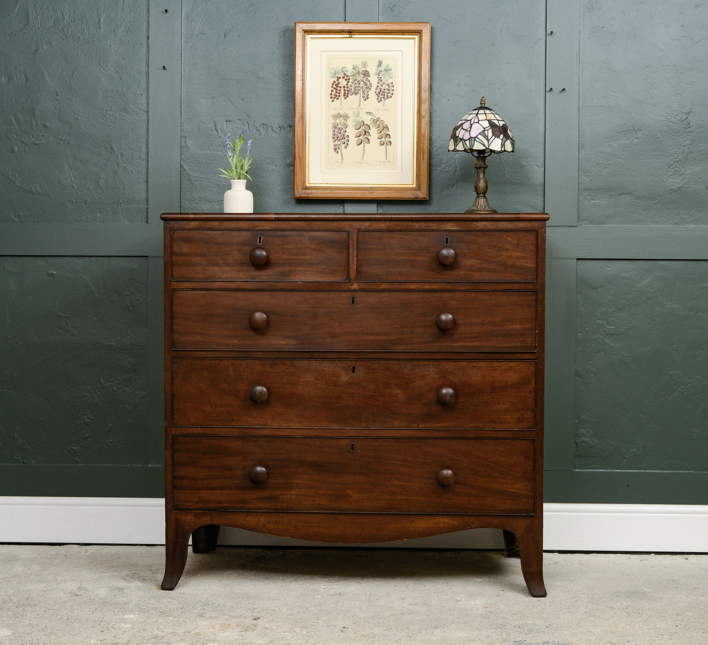 Large Georgian Mahogany Chest of Drawers - 2 Over 3