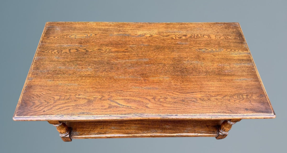 Large Oak Coffee Table With Two Drawers