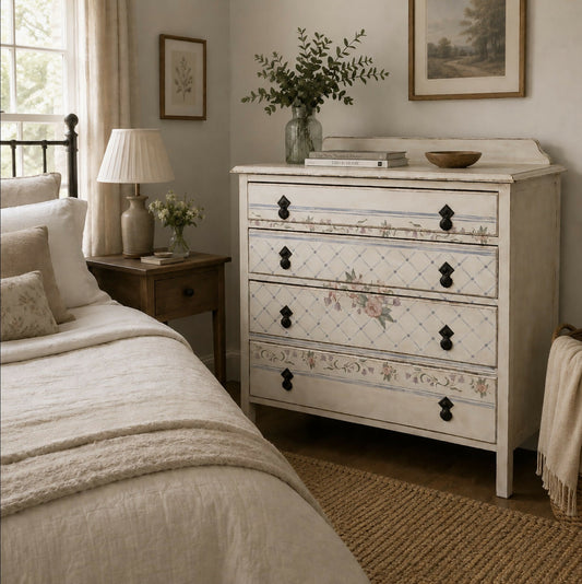 Beautiful vintage chest of drawers in Old English White