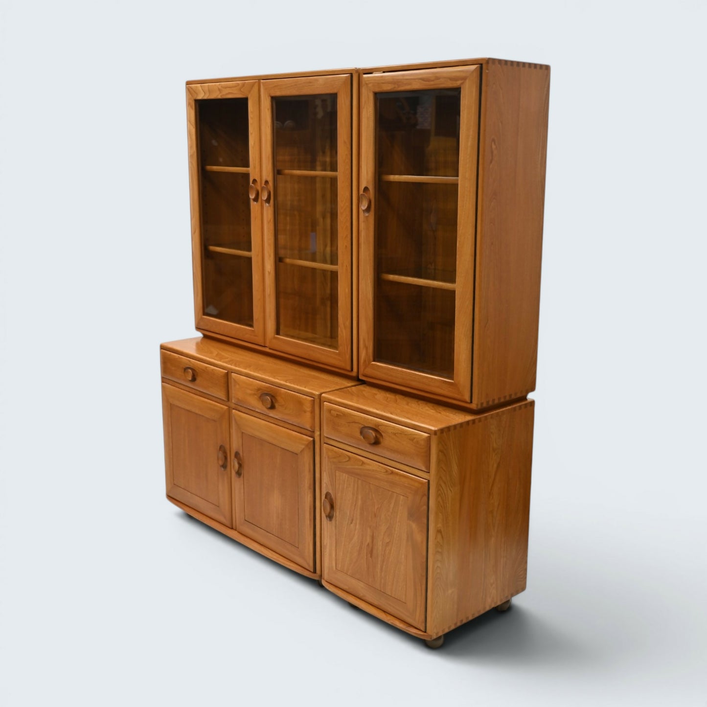Ercol Windsor Wall Unit Display Cupboard 4 Piece Light Finish FREE UK Delivery