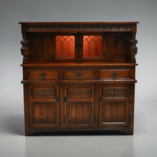 Old Charm Gothic Court Cupboard Buffett Sideboard Light Oak FREE UK Delivery.