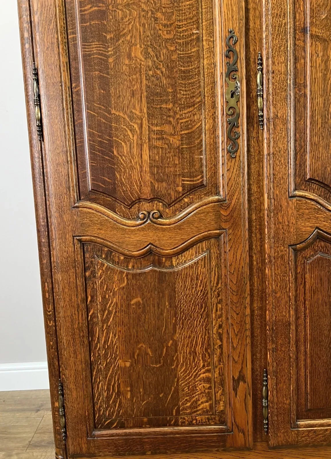 Wardrobe Vintage French Louis XVI Style Oak Four Door Carved Armoire LOT 4827