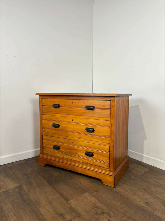 Edwardian Satin Walnut Three Drawer Bedroom Chest