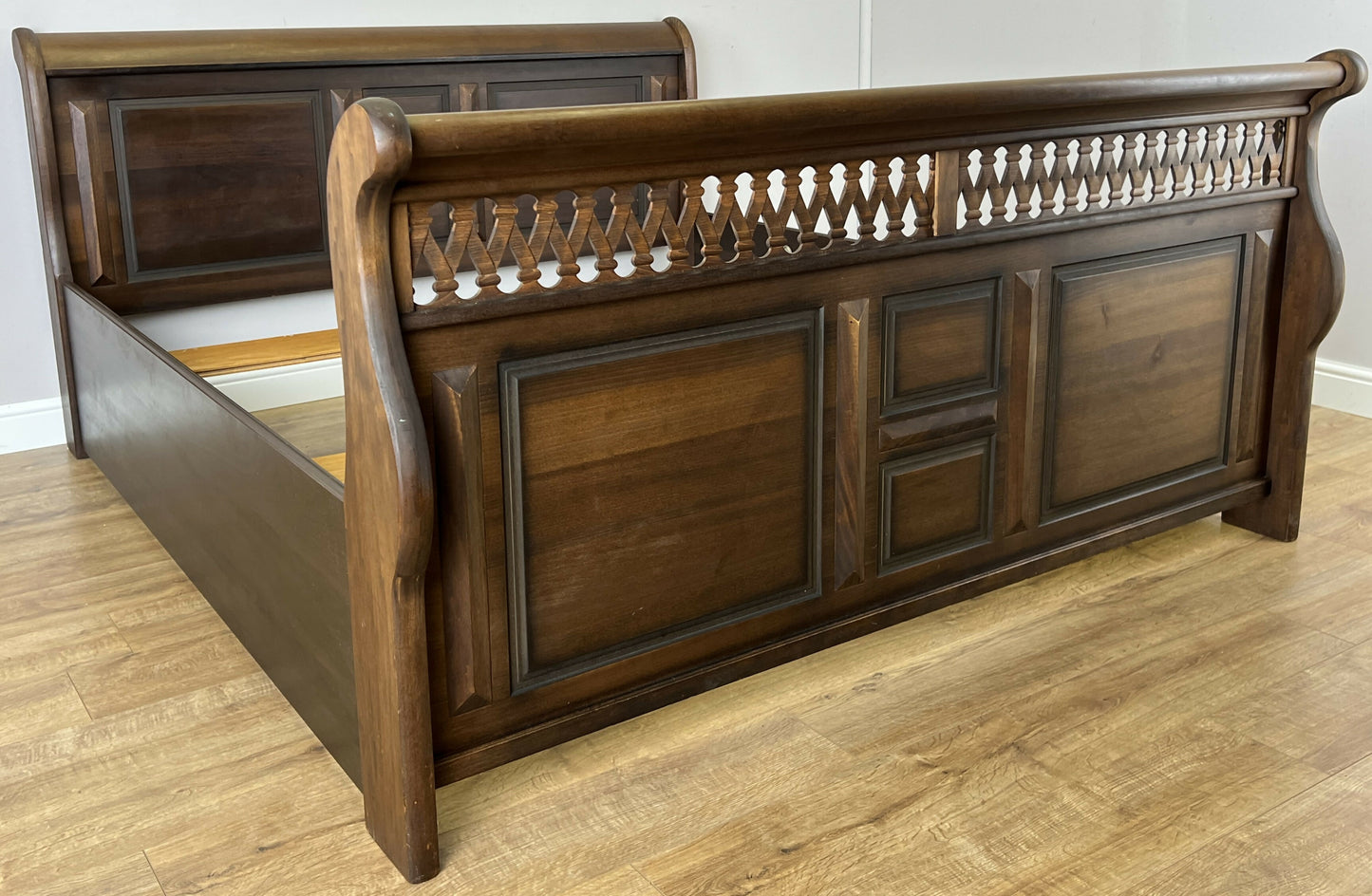 Bed Vintage French Super King Size Sleigh Bed Frame 180x200cm Headboard LOT 6409
