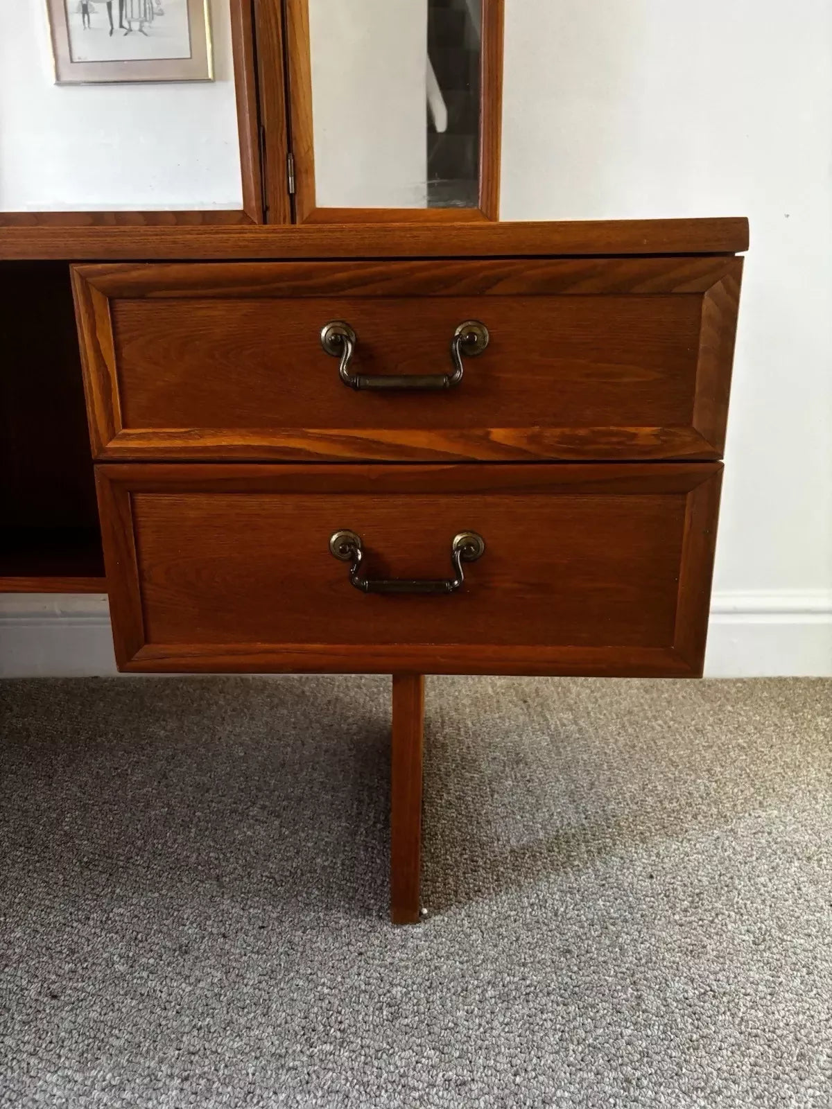 Mid Century G Plan Teak Dressing Table Desk: Vintage Danish Style Vanity Console