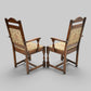 2 Old Charm Dining Chairs Carvers Light Oak Finish Tudor Fabric FREE UK Delivery
