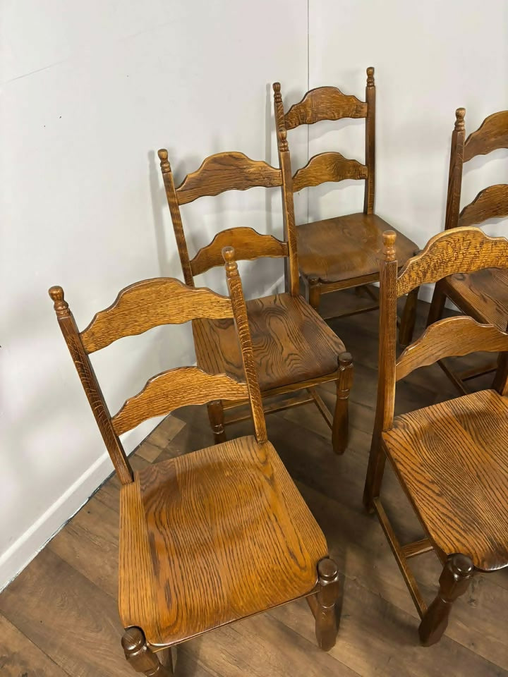 Set of Six Custom Made Elm Bar Back Dining Chairs