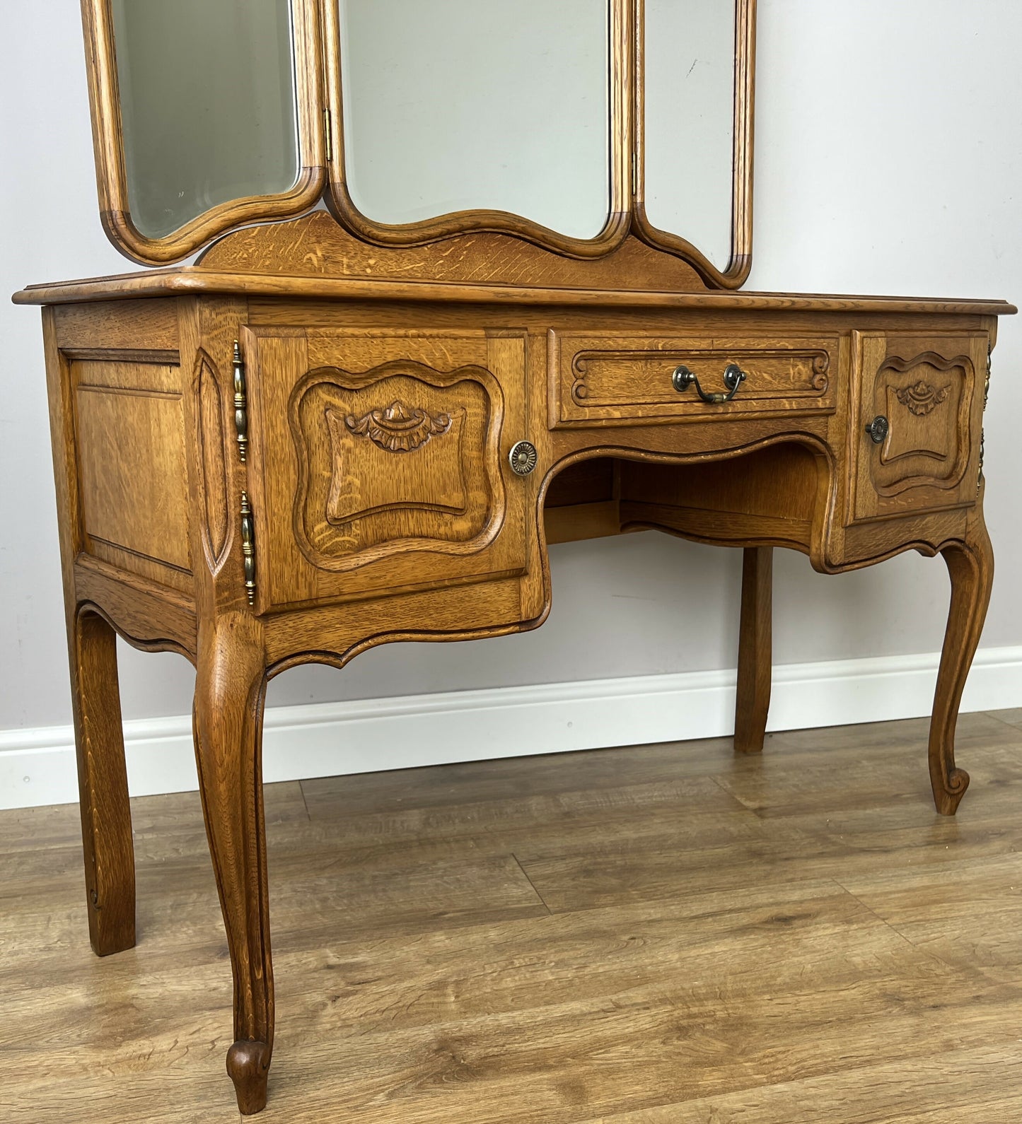 Dressing Table with Mirror Vintage French Oak Louis Vanity Table Makeup LOT 6320