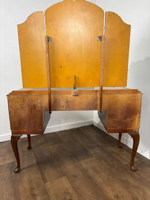 Vintage Austin Suite Walnut Dressing Table with Triple Mirror