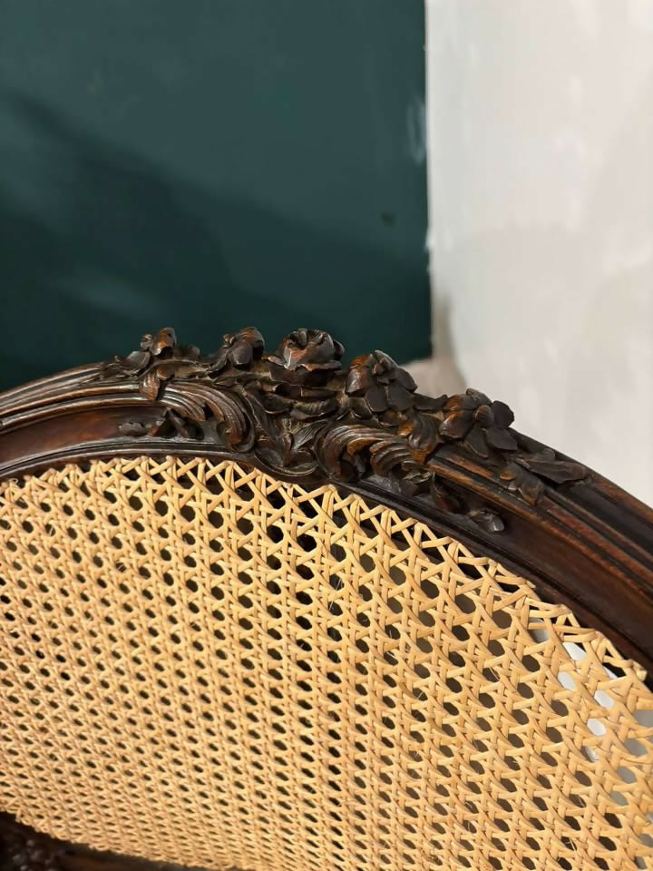Pair Of French Louis XV Style Walnut Bergere Elbow Chairszx]