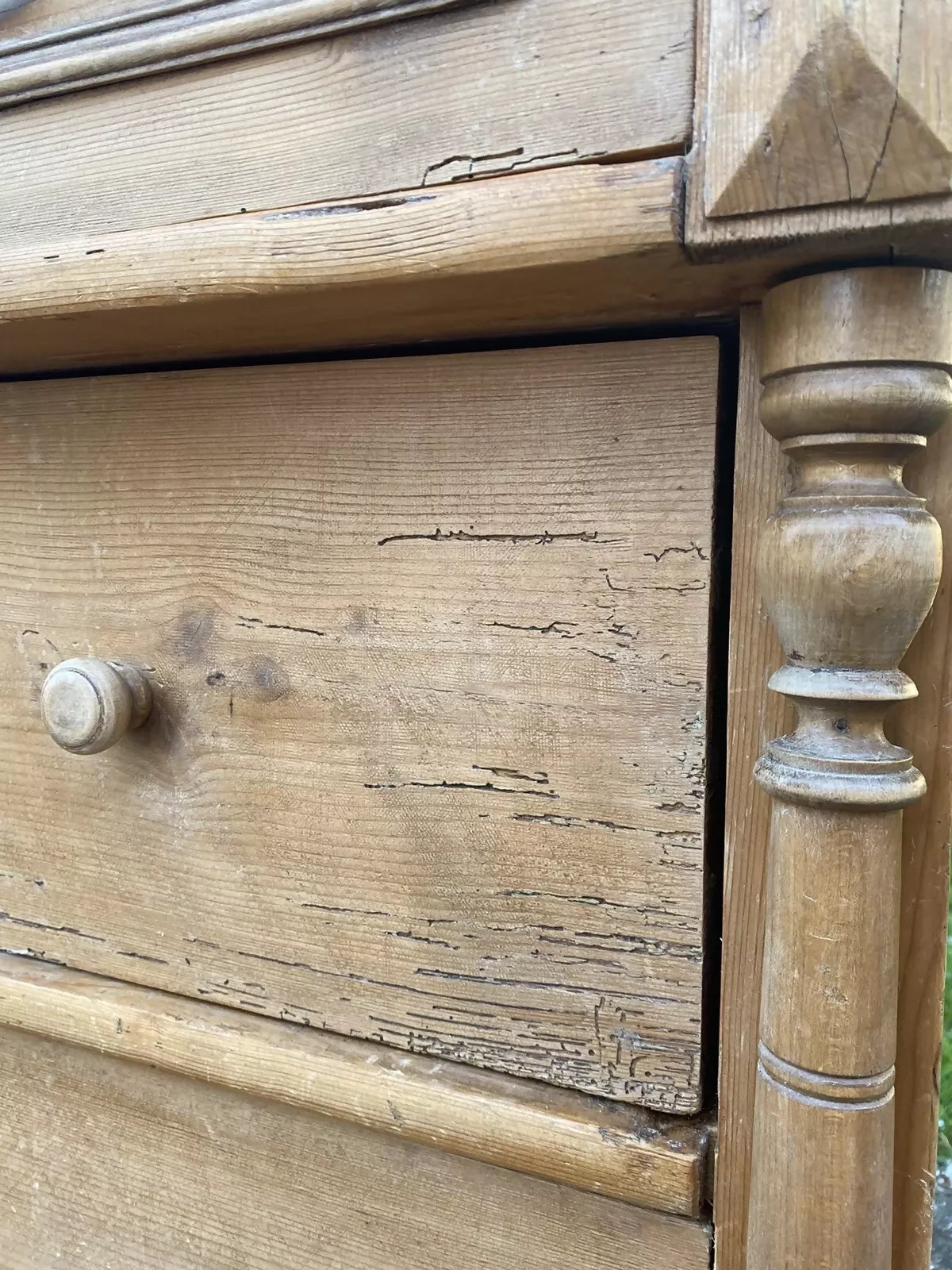 Large Rustic Antique Solid Pine European Style Chest Of Drawers